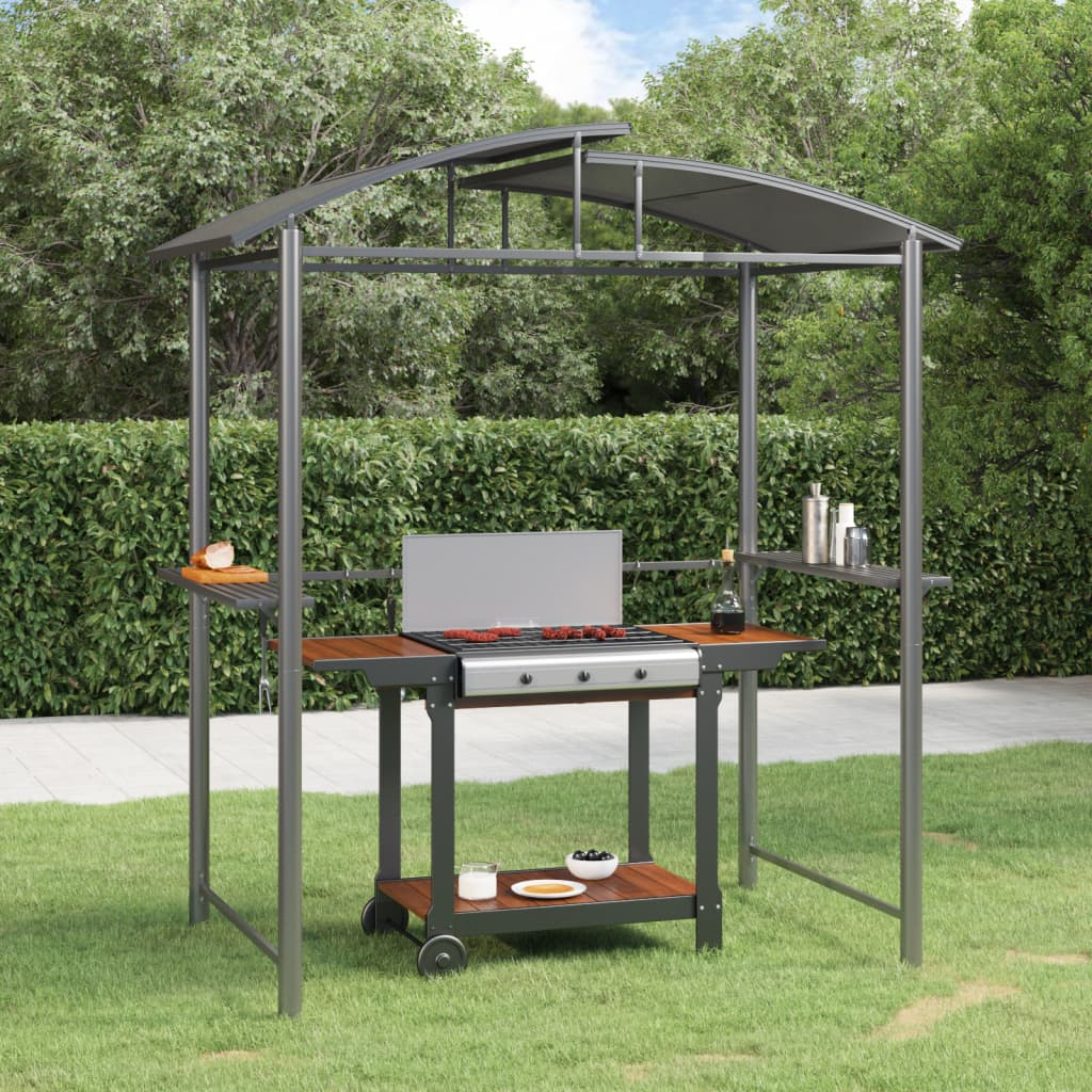 vidaXL BBQ Gazebo with Side Shelves Anthracite 210x114x230 cm Steel