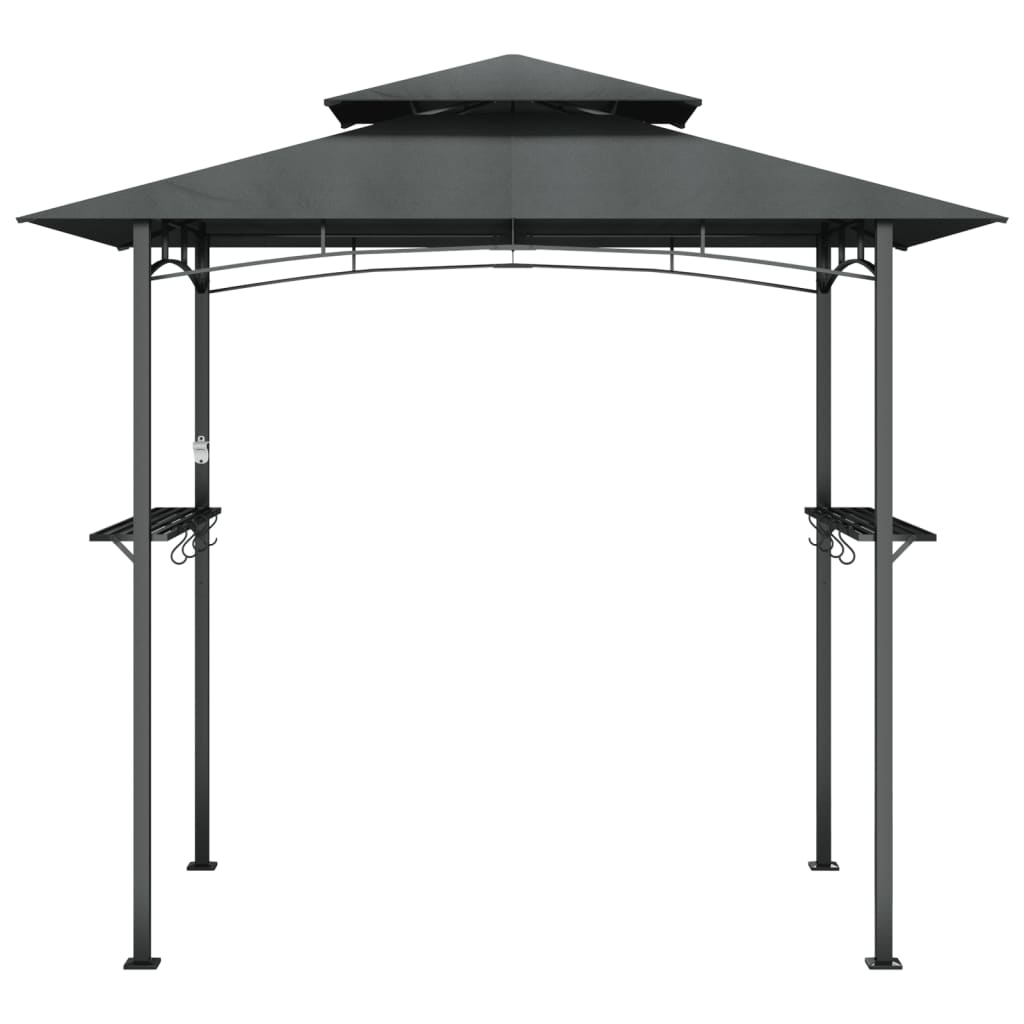 vidaXL BBQ Gazebo with Side Shelves Anthracite 240x150x243 cm Steel