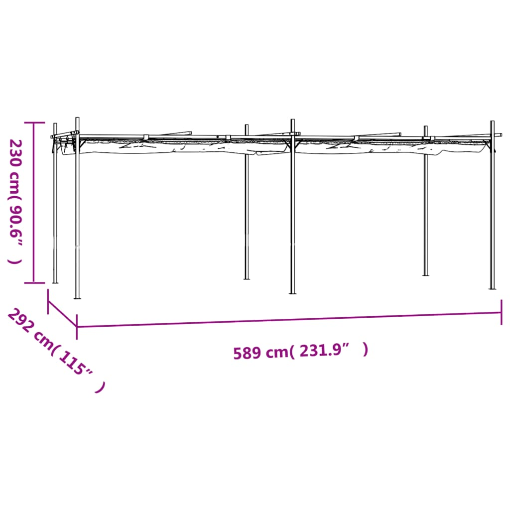 vidaXL Pergola with Retractable Roof Taupe 589x292x230 cm