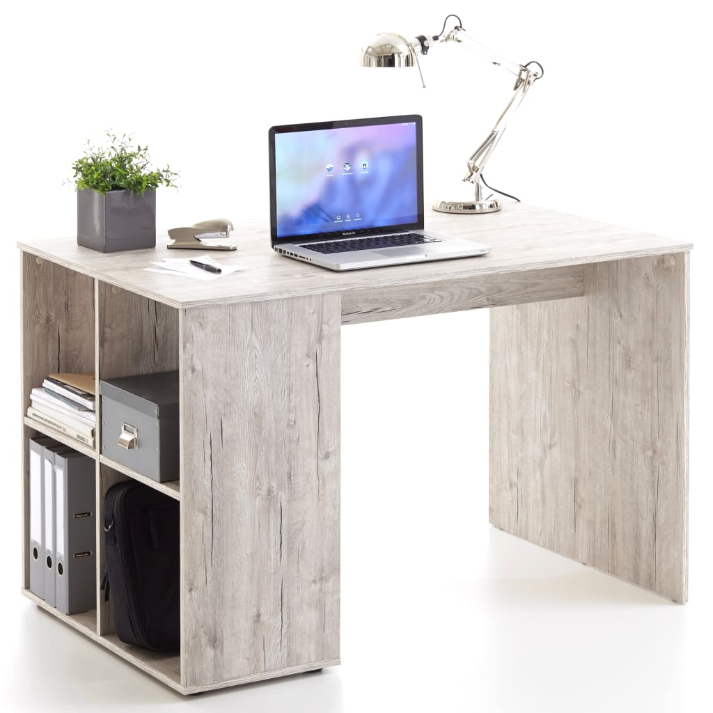 FMD Desk with Side Shelves 117x73x75 cm Sand Oak | Contemporary Design, Ample Storage Space