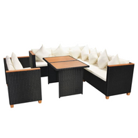 vidaXL 5 Piece Garden Lounge Set with Cushions | Poly Rattan | Black