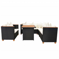 vidaXL 5 Piece Garden Lounge Set with Cushions | Poly Rattan | Black