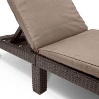 Keter Sunlounger with Cushion Daytona Brown - Comfortable Outdoor Lounge Bed