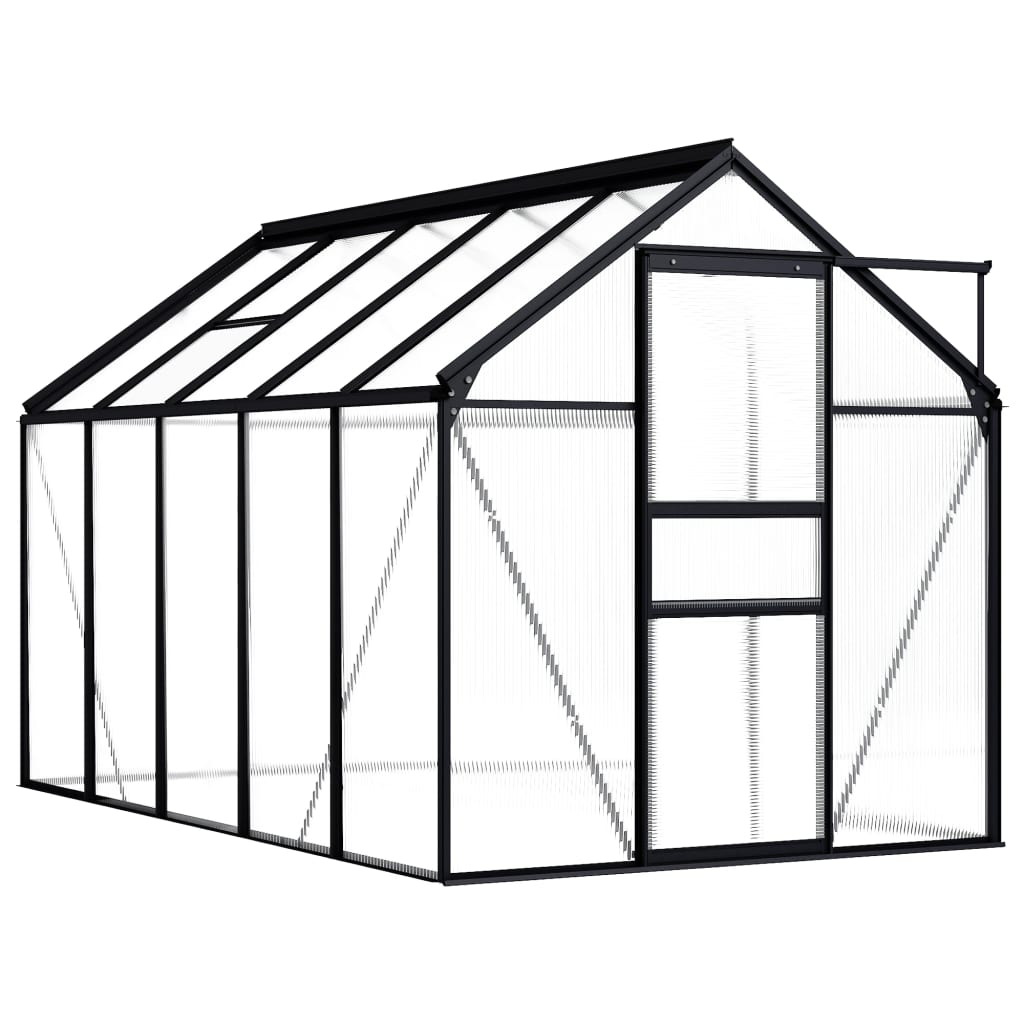 vidaXL Greenhouse Anthracite Aluminium 5.89 m² - UV Resistant, Easy to Assemble