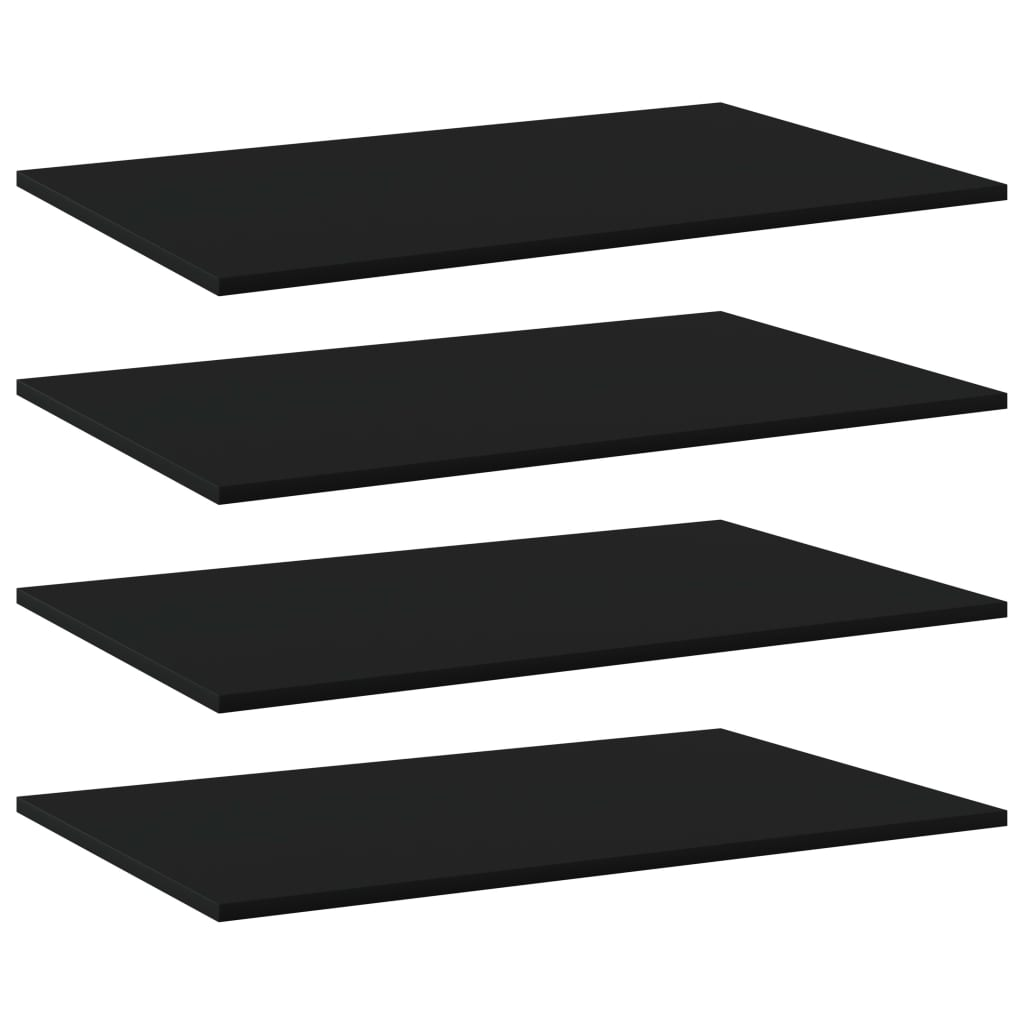 vidaXL Bookshelf Boards 4 pcs Black | 80x50x1.5 cm | Engineered Wood