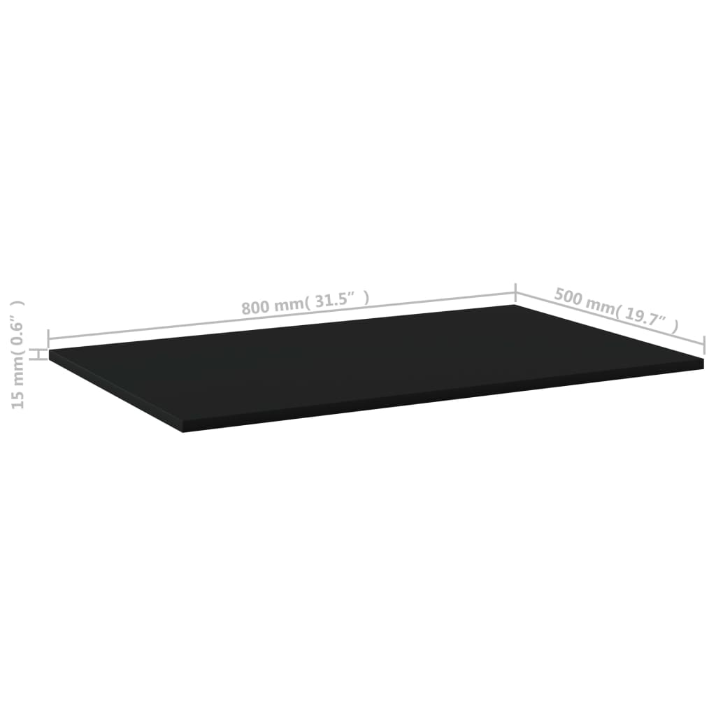 vidaXL Bookshelf Boards 4 pcs Black | 80x50x1.5 cm | Engineered Wood