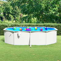 vidaXL Swimming Pool with Steel Wall Oval 490x360x120 cm White