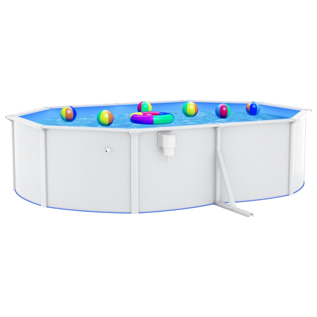 vidaXL Swimming Pool with Steel Wall Oval 490x360x120 cm White