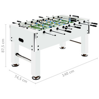 vidaXL Football Table Steel 60 kg 140x74.5x87.5 cm White - Buy Now at vidaXL