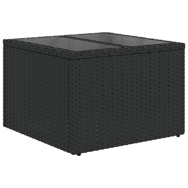 vidaXL Garden Table with Glass Top Black 55x55x37 cm Poly Rattan - Enhance Your Outdoor Space