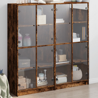 vidaXL Bookcase with Doors Smoked Oak 136x37x142 cm Engineered Wood