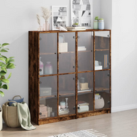 vidaXL Bookcase with Doors Smoked Oak 136x37x142 cm Engineered Wood