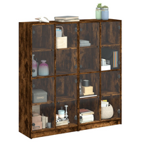 vidaXL Bookcase with Doors Smoked Oak 136x37x142 cm Engineered Wood