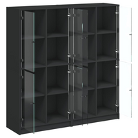 vidaXL Bookcase with Doors Black 136x37x142 cm Engineered Wood