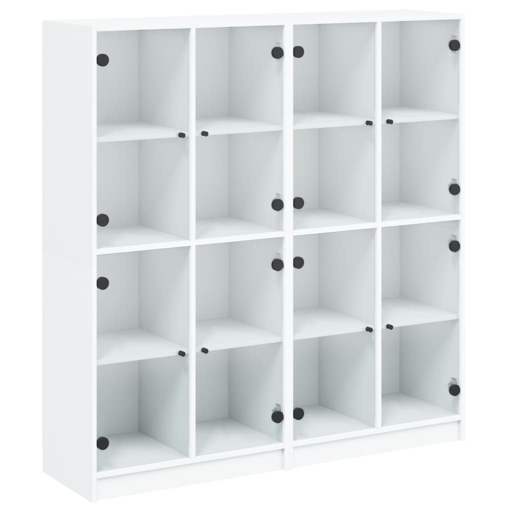 vidaXL Bookcase with Doors White 136x37x142 cm Engineered Wood - Organize and Beautify Your Interior