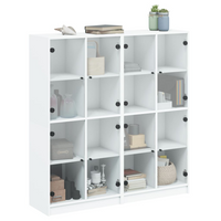 vidaXL Bookcase with Doors White 136x37x142 cm Engineered Wood - Organize and Beautify Your Interior