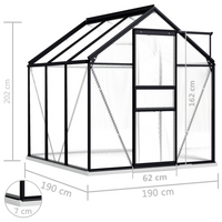 vidaXL Greenhouse with Base Frame Anthracite Aluminium 3.61 m²