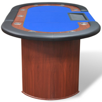 vidaXL 10-Player Poker Table with Dealer Area and Chip Tray Blue - Casino Experience at Home