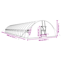 vidaXL Greenhouse with Steel Frame White 120 m² 20x6x2.85 m