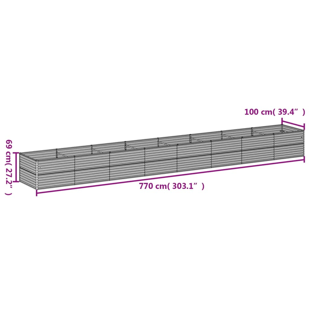 vidaXL Garden Raised Bed 770x100x69 cm Corten Steel