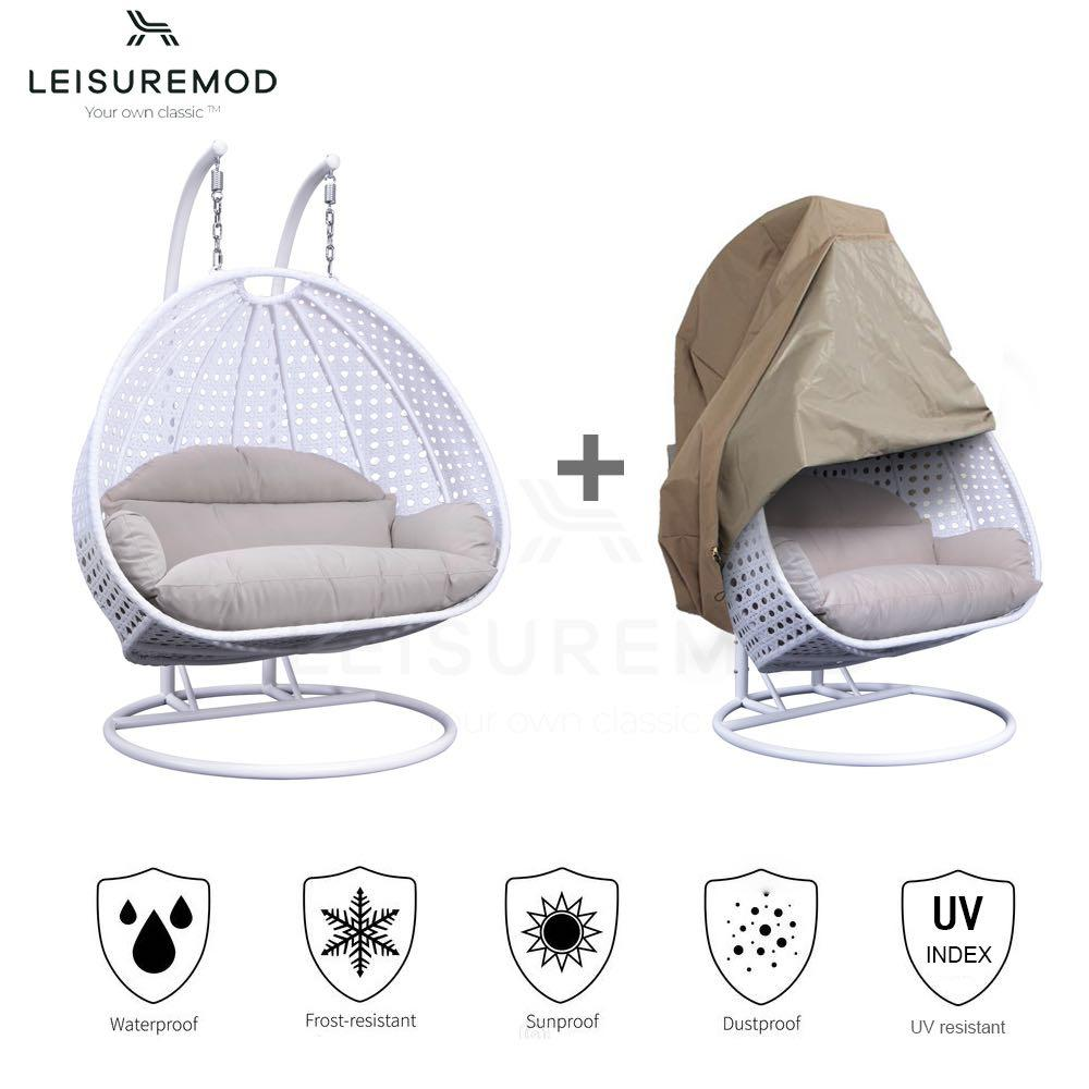 Wicker Hanging 2 person Egg Swing Chair With Outdoor Cover