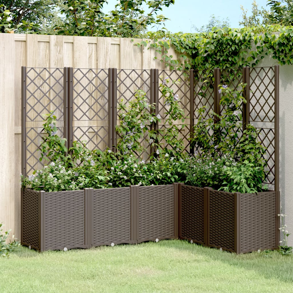 vidaXL Garden Planter with Trellis Brown 160x120x140 cm PP