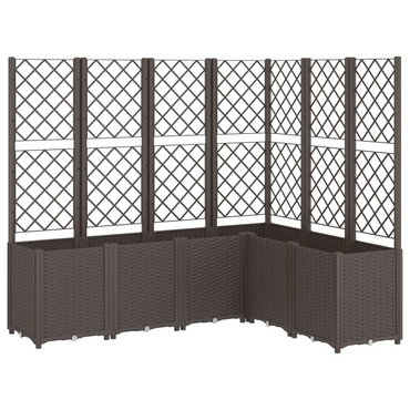 vidaXL Garden Planter with Trellis Brown 160x120x140 cm PP