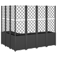 vidaXL Garden Planter with Trellis Black 160x120x140 cm PP