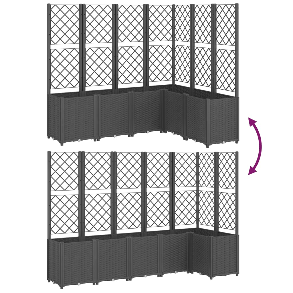 vidaXL Garden Planter with Trellis Black 160x120x140 cm PP