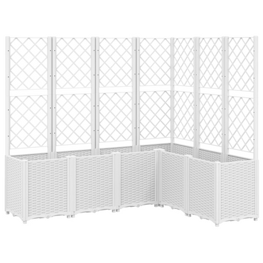 vidaXL Garden Planter with Trellis White 160x120x140 cm PP