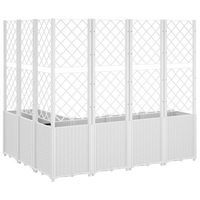 vidaXL Garden Planter with Trellis White 160x120x140 cm PP