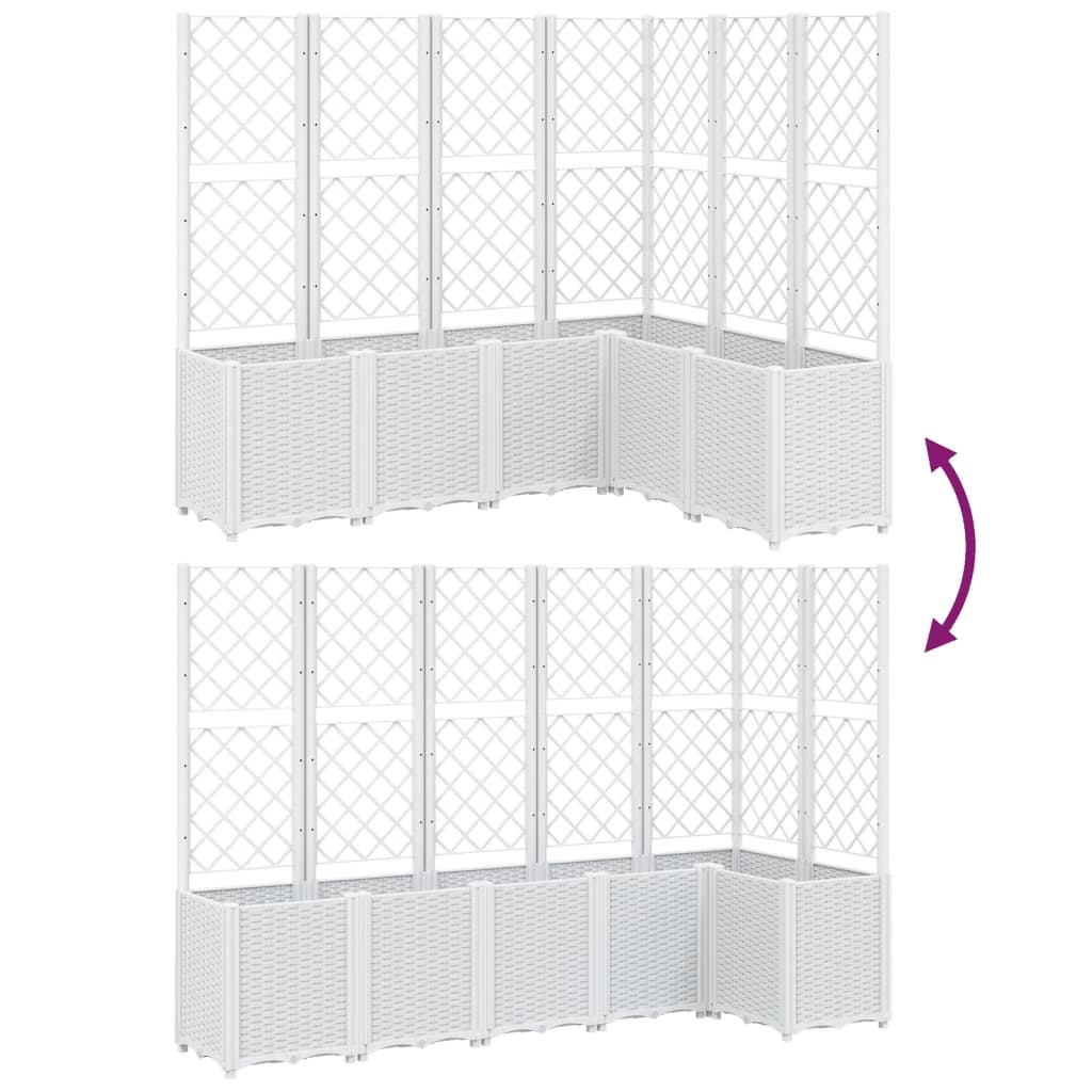 vidaXL Garden Planter with Trellis White 160x120x140 cm PP