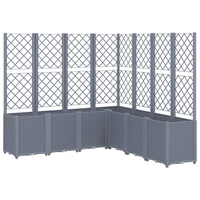 vidaXL Garden Planter with Trellis Grey 160x160x140 cm PP