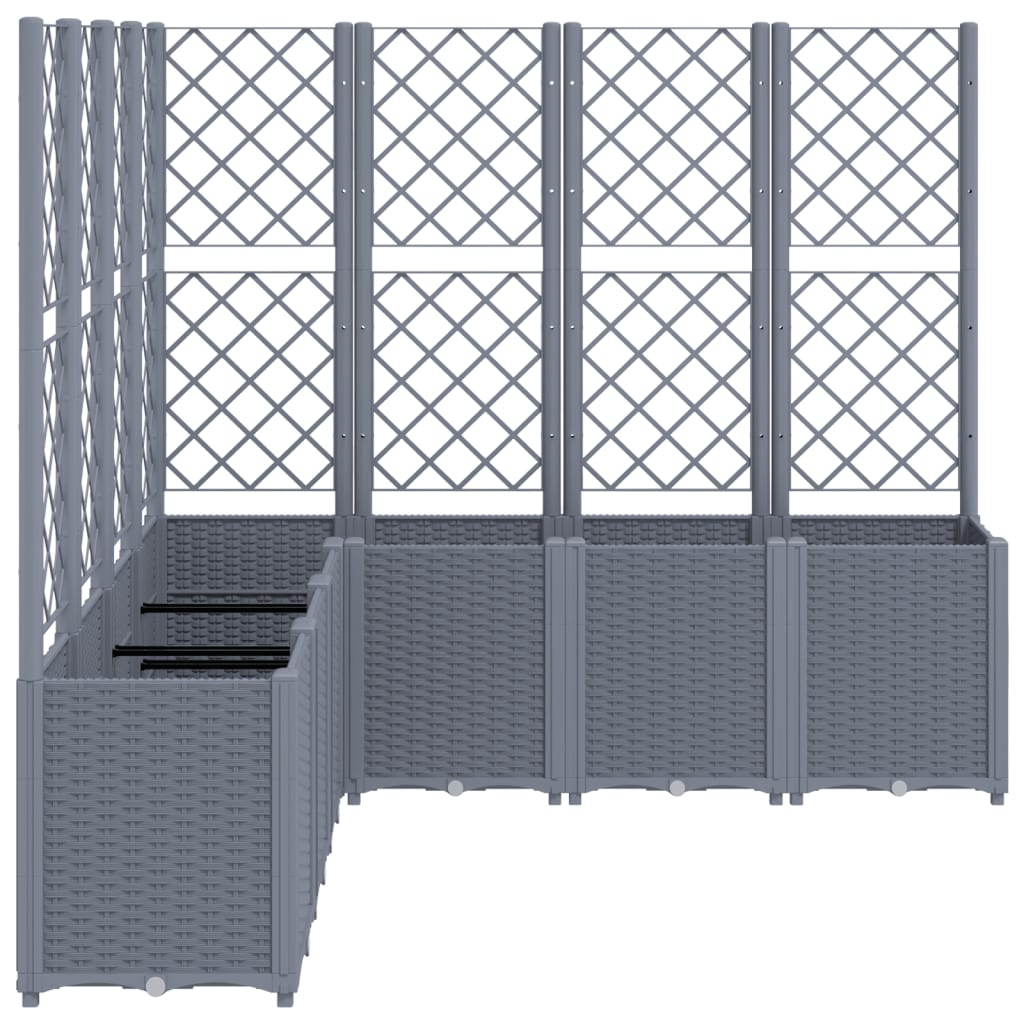 vidaXL Garden Planter with Trellis Grey 160x160x140 cm PP