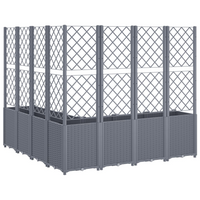 vidaXL Garden Planter with Trellis Grey 160x160x140 cm PP