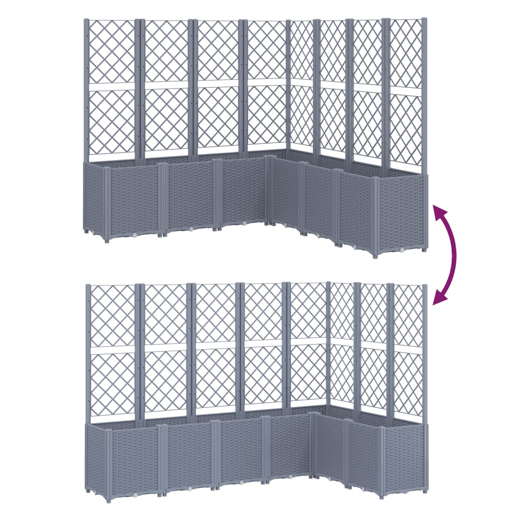 vidaXL Garden Planter with Trellis Grey 160x160x140 cm PP