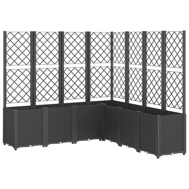 vidaXL Garden Planter with Trellis Black 160x160x140 cm PP