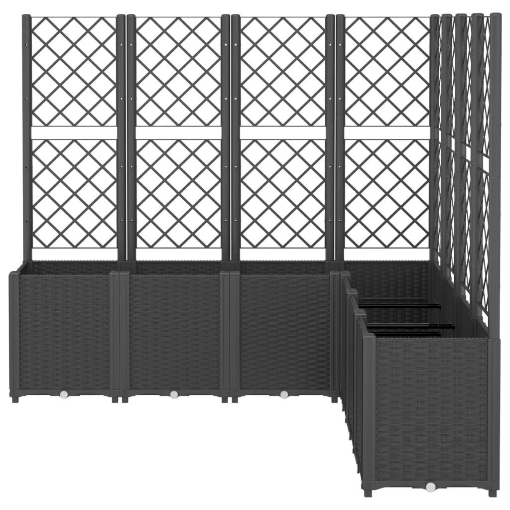 vidaXL Garden Planter with Trellis Black 160x160x140 cm PP