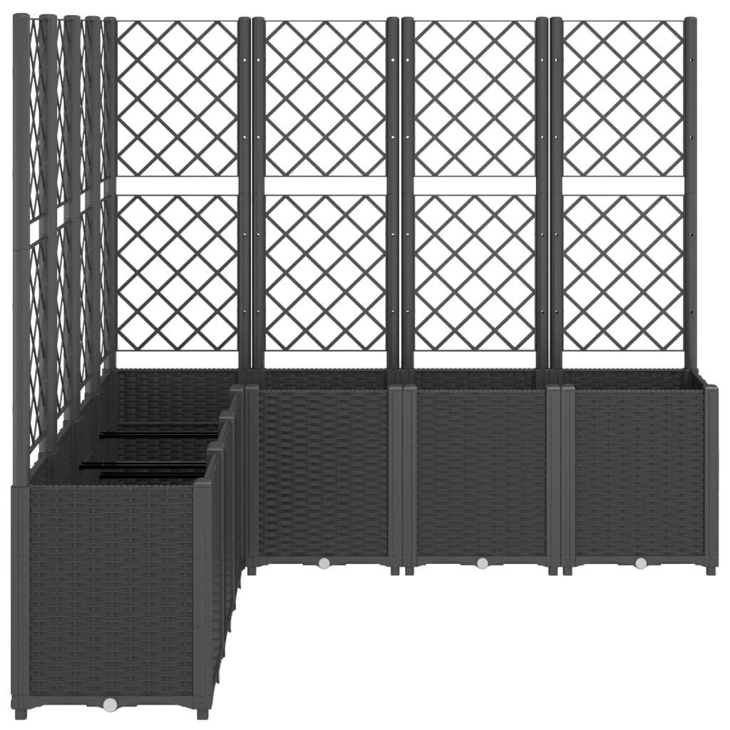 vidaXL Garden Planter with Trellis Black 160x160x140 cm PP