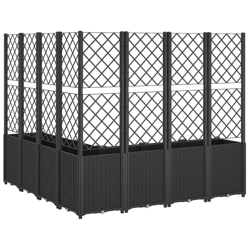 vidaXL Garden Planter with Trellis Black 160x160x140 cm PP