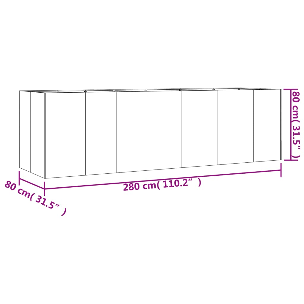 vidaXL Garden Raised Bed 280x80x80 cm Corten Steel