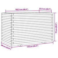 vidaXL Garden Planter Wax Brown 110x60x72 cm Solid Wood Pine