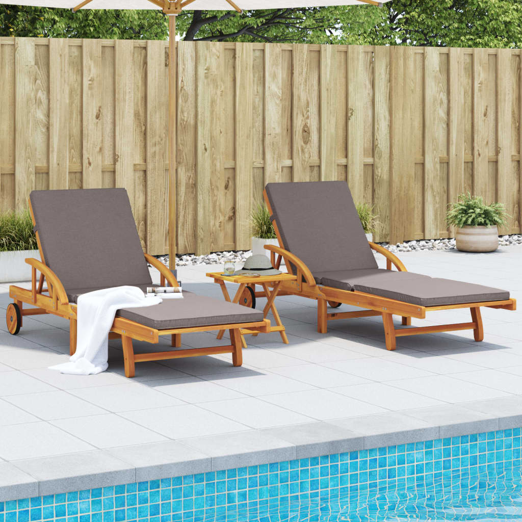 vidaXL Sun Loungers 2 pcs with Cushions 200x68x83 cm Solid Wood Acacia