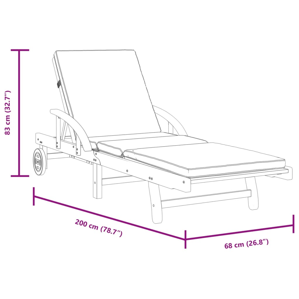 vidaXL Sun Loungers 2 pcs with Cushions 200x68x83 cm Solid Wood Acacia