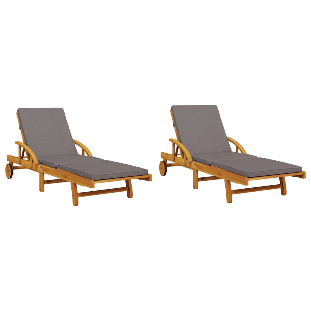 vidaXL Sun Loungers 2 pcs with Table Solid Wood Acacia