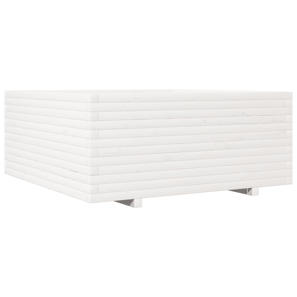 vidaXL Garden Planter White 110x110x49.5 cm Solid Wood Pine