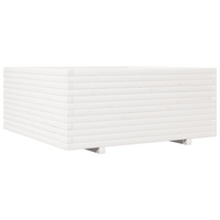 vidaXL Garden Planter White 110x110x49.5 cm Solid Wood Pine