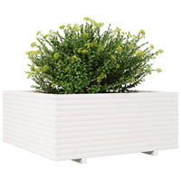 vidaXL Garden Planter White 110x110x49.5 cm Solid Wood Pine