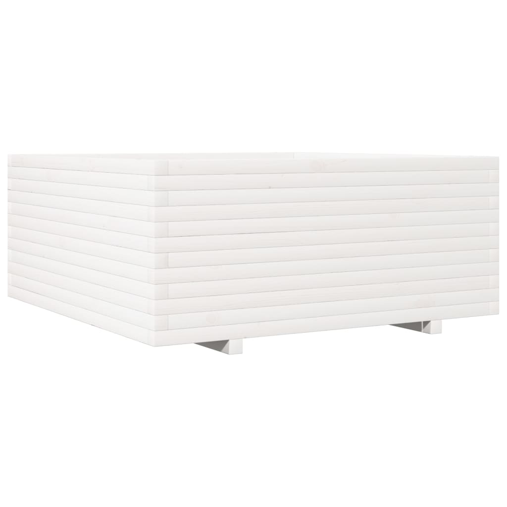 vidaXL Garden Planter White 110x110x49.5 cm Solid Wood Pine