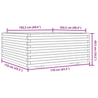 vidaXL Garden Planter White 110x110x49.5 cm Solid Wood Pine